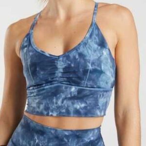 Gymshark Blue Tie-Dye Longline Sports Bra